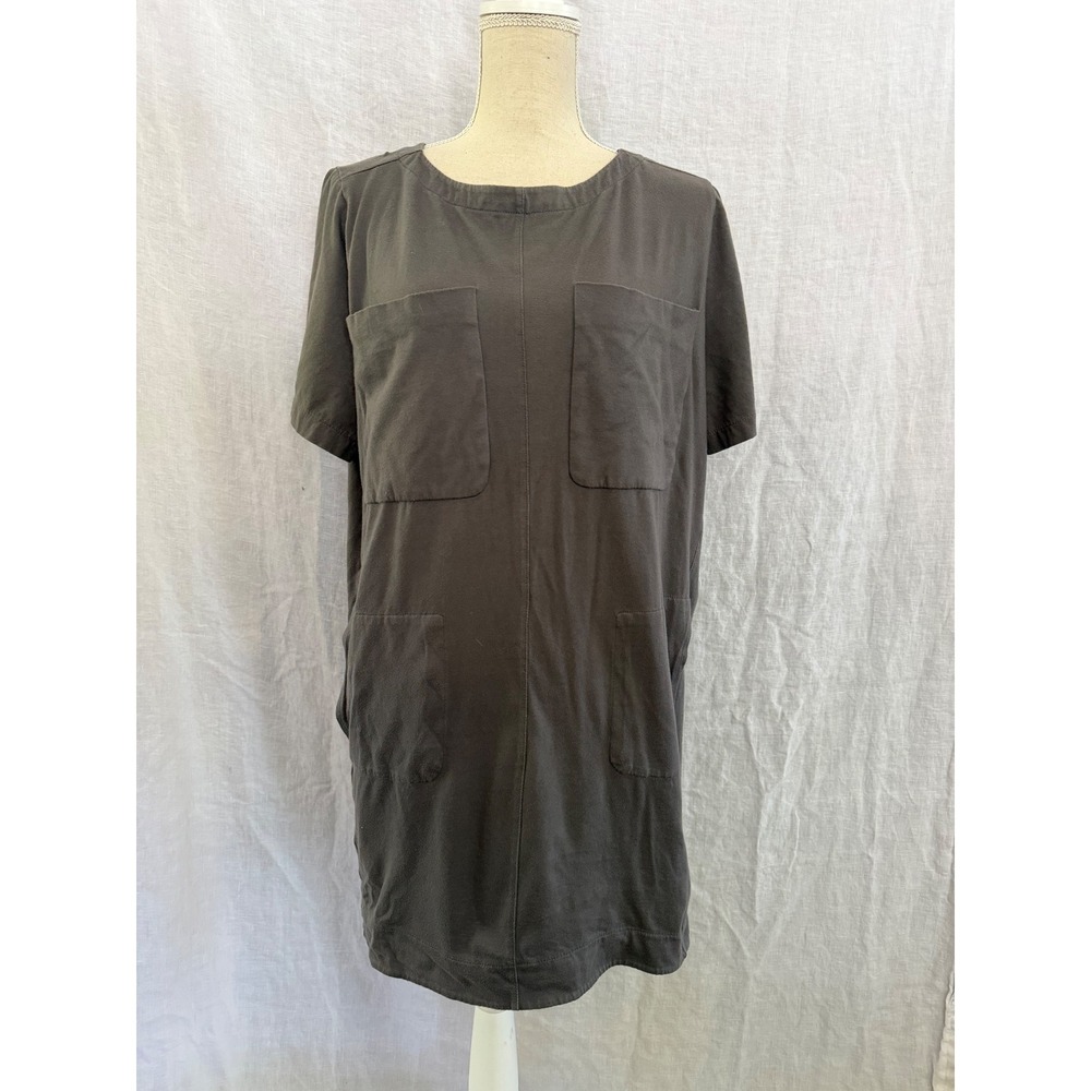 Everlane T-Shirt Dress Womens Charcoal Grey Cotton Utility Pocket Shift Large